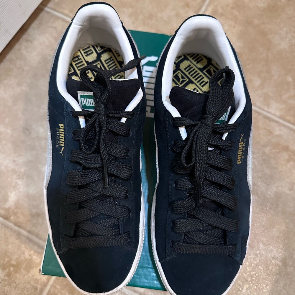 Puma Suede Black and White Sneakers - Picture 2 of 4